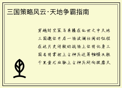 三国策略风云·天地争霸指南